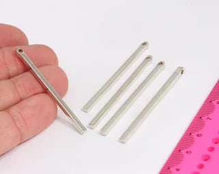 3x50mm Rhodium Square Bar, Bar Charms, Bar Necklace, MTE367