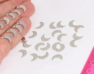 7x10mm Rodyum Kaplama Ay Takıları, Yarım Ay Kolye, MTE366