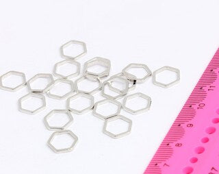 10 mm Rodyum Kaplamalı Petek Charm, Altıgen, MTE446