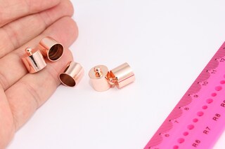11x13mm Rose Gold End Caps, Inner Size 10mm, Bead Caps, MTE642