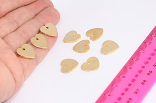 14x16mm 24k Shiny Gold Heart Disc, Heart Pendant,Gold MTE626