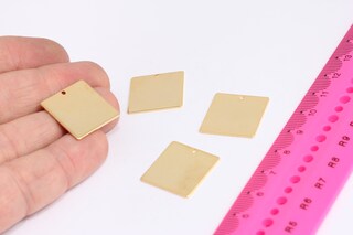 18mm 24k Parlak Altın Kare Disk, Kare, Damgalama, MTE608