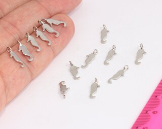 4x13mm Rhodium Plated, Seahorse, Seahorse Necklace, MTE664