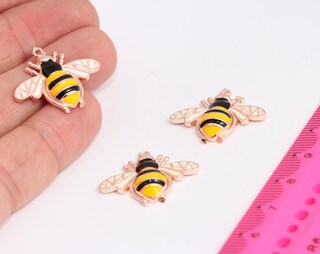 21x26mm Rose Gold Honey Bee, Bee Pendant, Honey, Rose MTE673