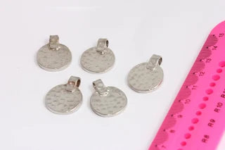19x25mm Silver Plated Hammered Coins, Medallion, MTE286