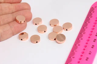 12mm Rose Color Plated Round Disc, Rose Plated Round MTE262