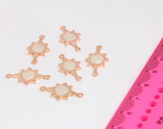 12x23mm Rose Gold Star Charms, Pearl Star Charms, Pole MTE325