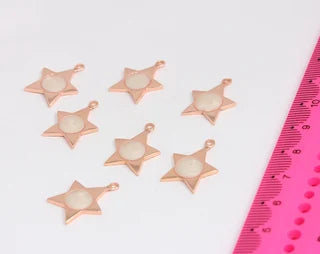 14x20mm Rose Gold Star , Rose Gold Pearl Star ,Pole ,Rose MTE303