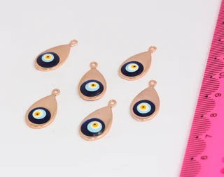 10x20mm Rose Gold Drop Pendant, Evil Eye Drop Charms, MTE304