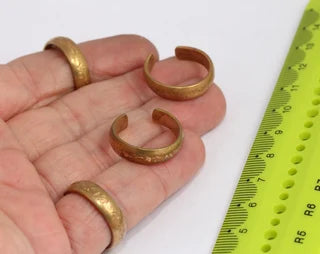 18mm Raw Brass Adjustable Ring, Wide Band Ring, Brass MTE382