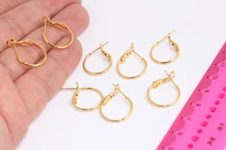 17mm 24k Shiny Gold Earring Hoops, Hoop Wire, Hoops,  CHK150