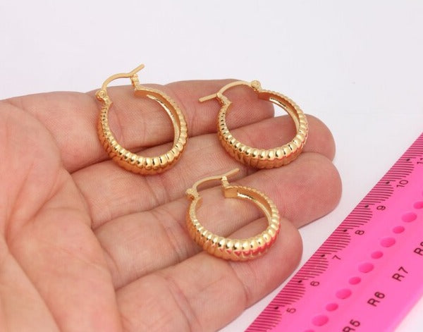 '22mm 24k Shiny Gold Earrings, Leverback, Gold earring, Shell Earrings,  XP234