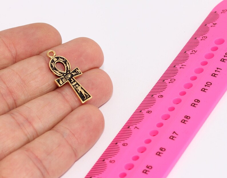12x27mm 24 ayar Parlak Altın Ankh Takıları, Ankh, Kolye, Altın XP1