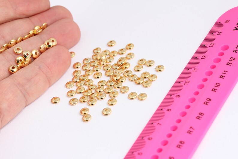2x5mm 24k Shiny Gold Spacer Beads, Rondelle Beads, Round MTE634