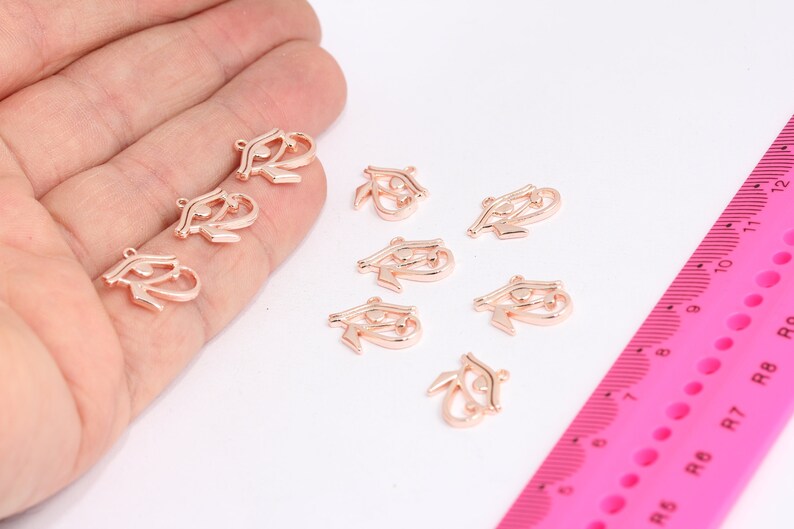 Ciondoli in oro rosa 13x15 mm, occhio egizio, occhio di Horus, MTE578