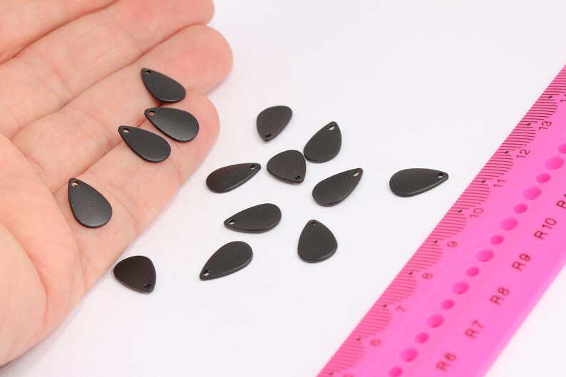 8x12mm Black Plated Drop Charms, Drop Pendant, Bracelet MTE627