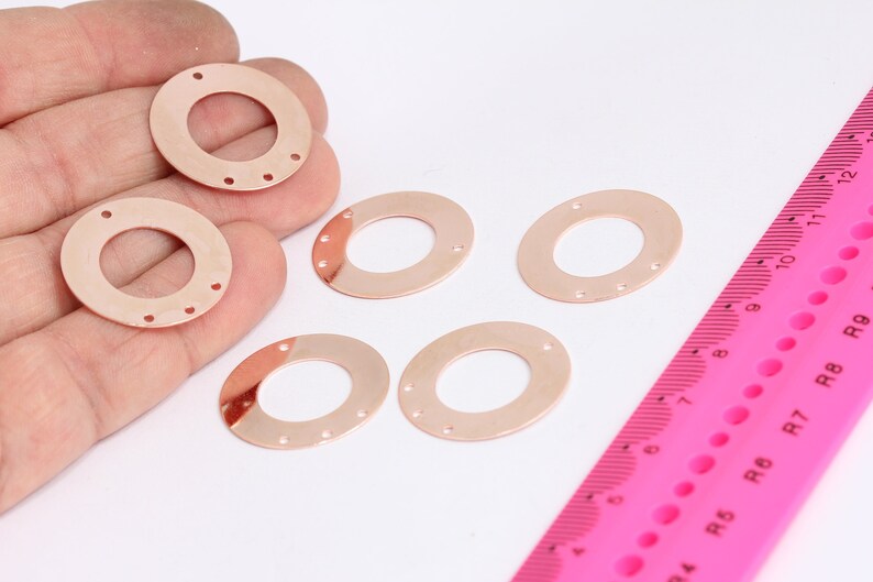 25 mm Gül Altın, Dairesel Takılar, Çok Delikli Takılar, Yuvarlak MTE590
