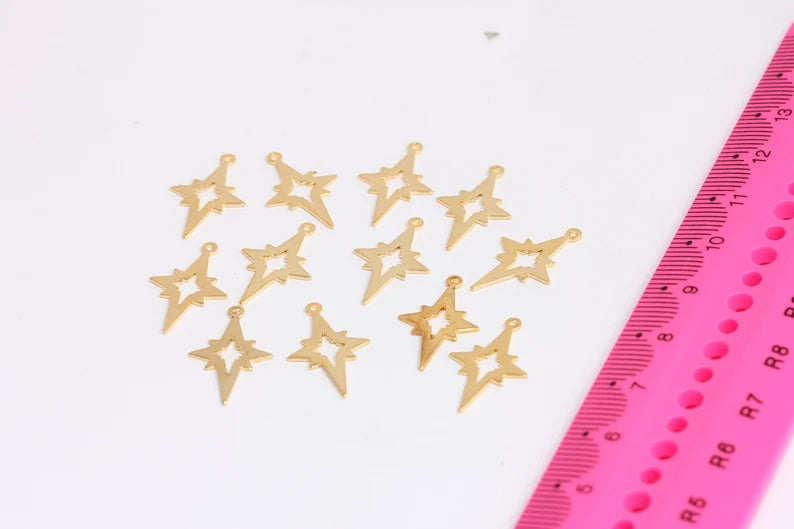 Ciondolo Stella Polare, Stella Polare in oro lucido 24k da 14x22 mm, MTE242