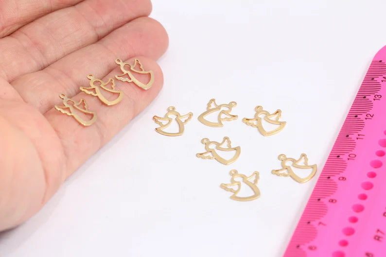 12x14mm Gold Plated Angel Charm, Angel Pendant,Mini MTE101