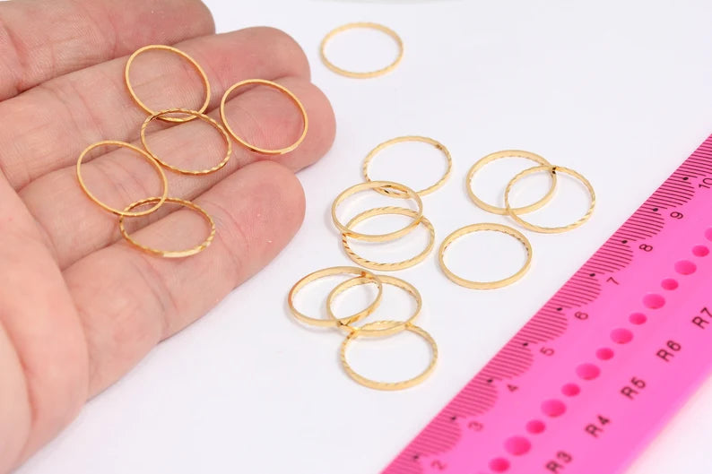 16mm 24k Shiny Gold Closed Ring, Connectors, Circle Rings,   MTE82