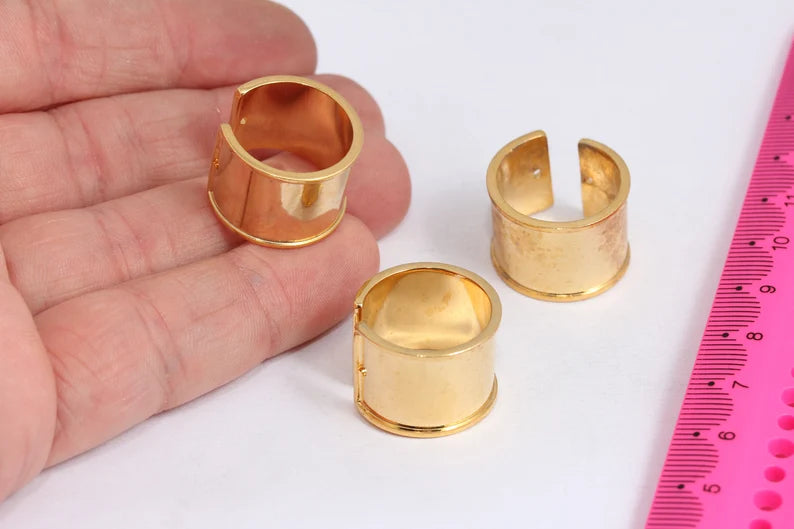 24k Shiny Gold Ring Setting, Width 15mm, Channel Rings, MTE202