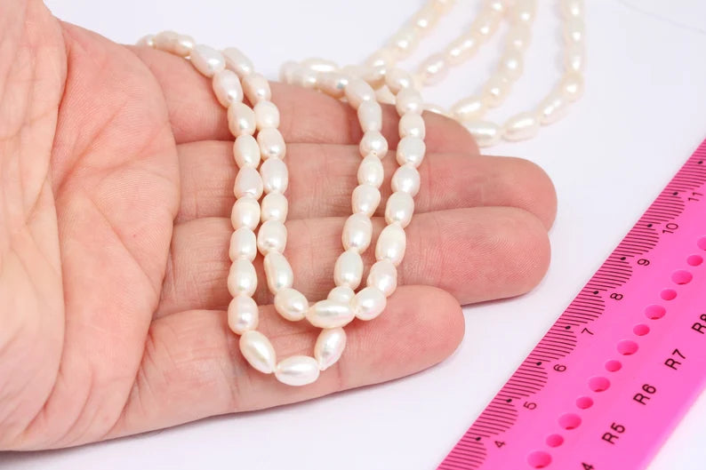 4x5mm Natural Pearl Bead Strand, Genuine White Pearls, CHK475