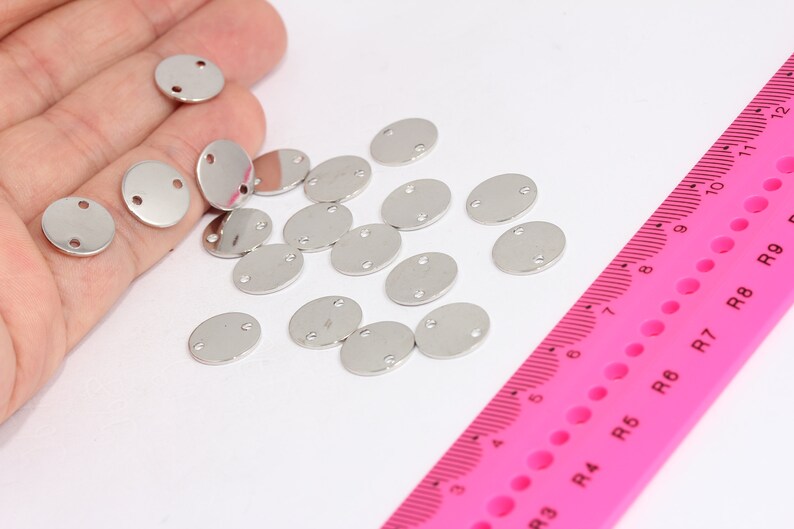 12mm Rhodium Plated Coins, Charms, Round Disc, Two MTE532