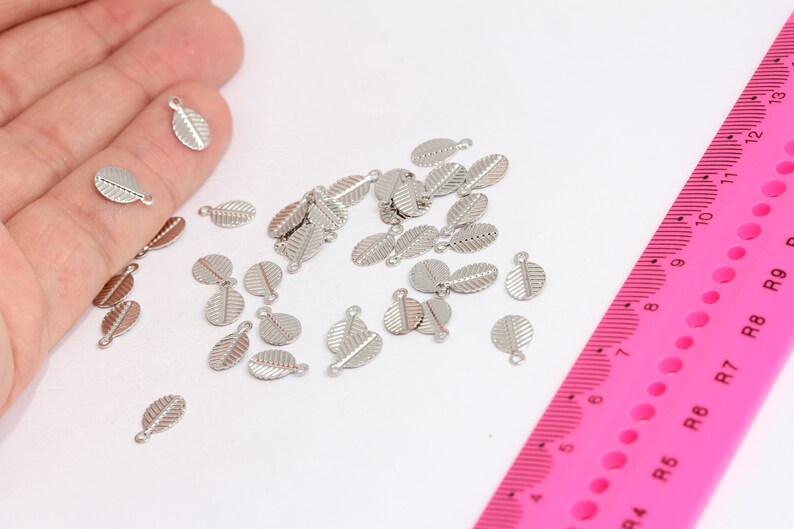 7x10mm Silver Color Leaf Beads, Drop Charms, Leaf MTE534