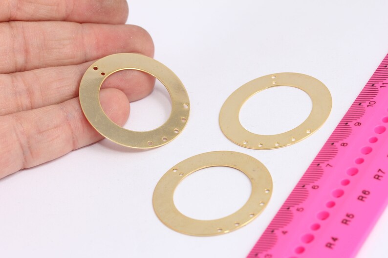 38mm 24k Shiny Gold Circle Charms, Round Charms, Multi , MTE587