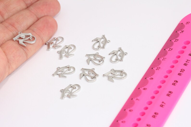 13x15mm Rhodium Plated Egyptian Eye, Eye Of Horus MTE675