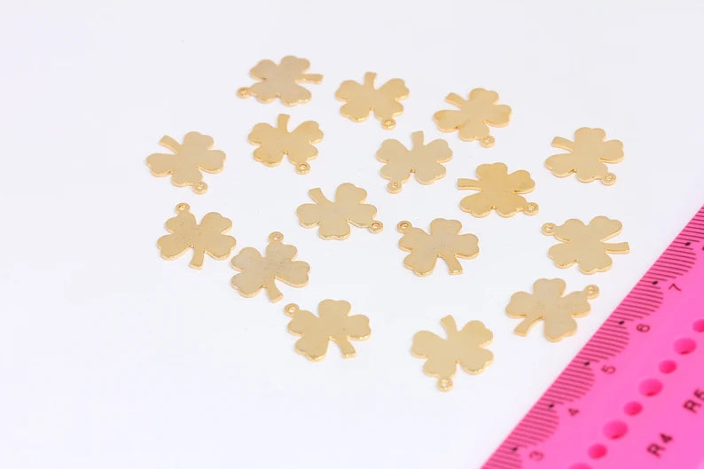 13x16mm 24k Shiny Gold Clover Charms, Clover Pendant, MTE232