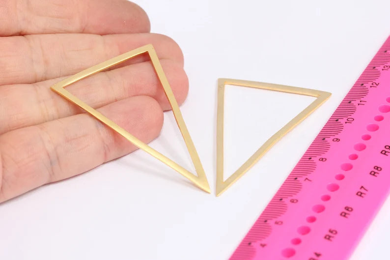38x57mm 24k Matt Gold Triangle Pendant, Geometric , MTE37