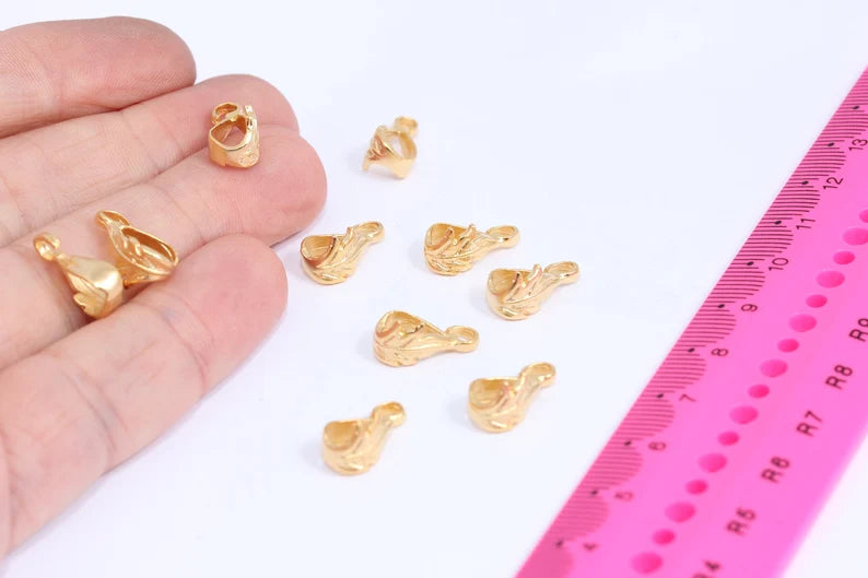 6x10mm 24k Matt Gold Pendant Bail, Pinch Bail, Pendant MTE39