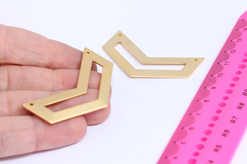 15x50mm 24 Ayar Mat Altın Kaplama Chevron Kolye, Chevron Boş, Üçlü Chevron Kolye, Altın Kaplama Bulgular, Kolye, MTE28