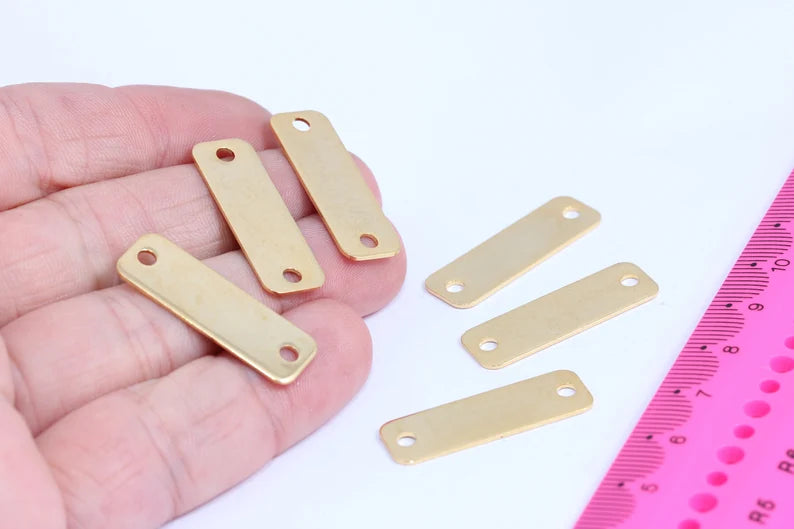 10x30mm 24k Shiny Gold Two Hole Disc, Personalized, MTE142