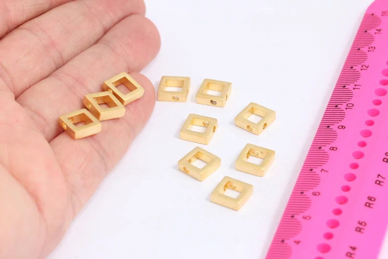 10mm 24k Matt Gold Square Charms, Square,Pendant , MTE122
