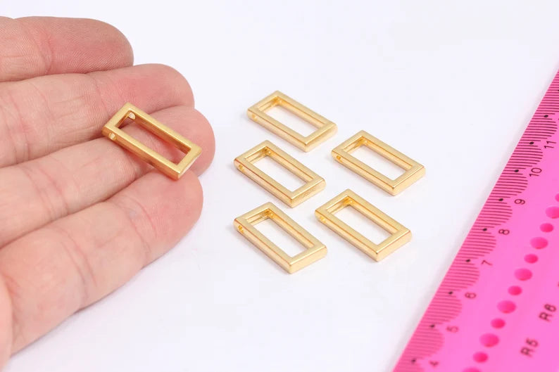 10x20mm 24k Matt Gold Rectangle Charm, Geometric, MTE124