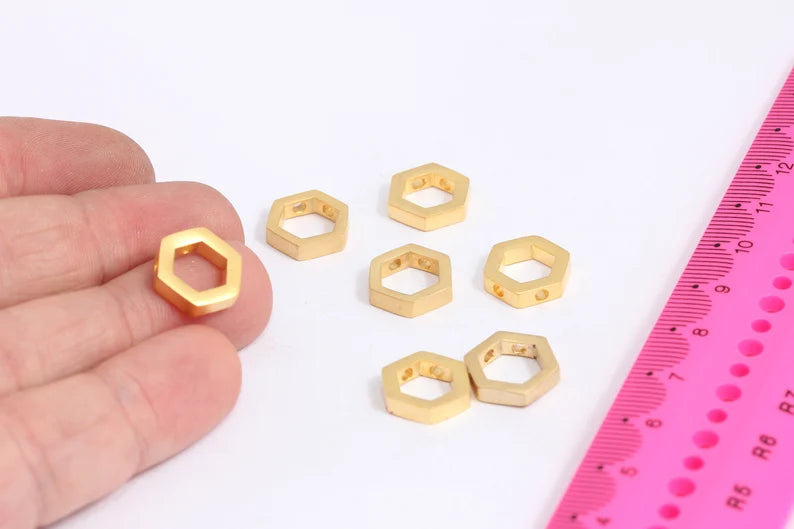 10mm 24k Matt Gold Hexagon Charms,Hexagon Pendant MTE125