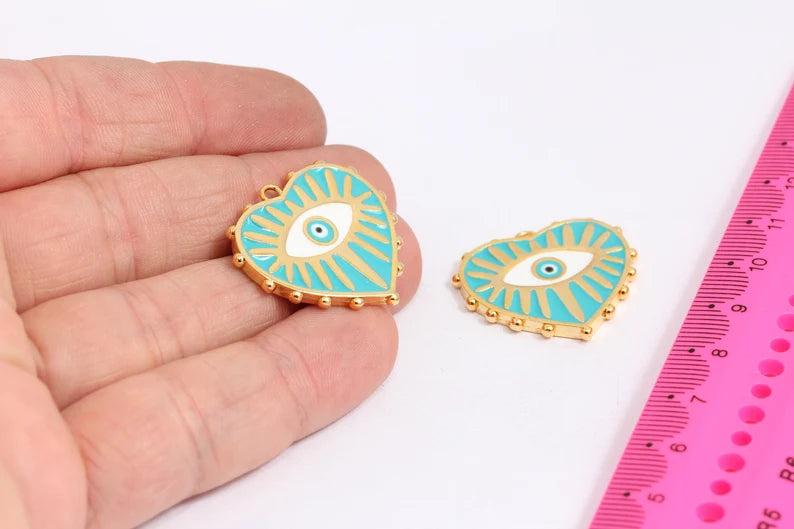 27x28mm 24k Shiny Gold Heart, Enamel Charms, Gold MTE126