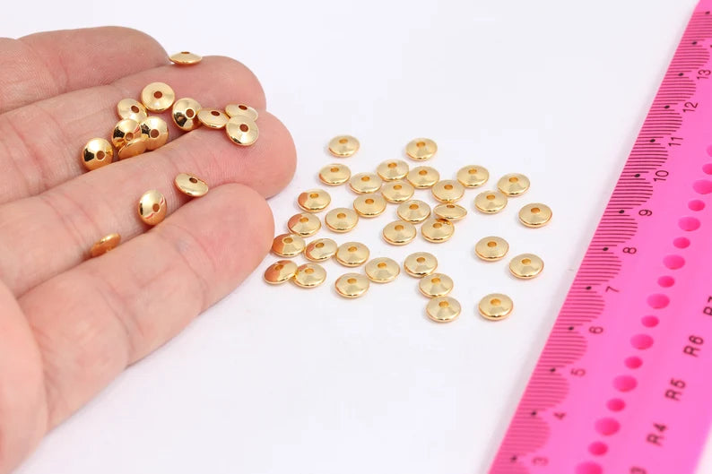2x6mm 24k Shiny Gold Spacer Beads, Rondelle Beads, Gold  MTE181