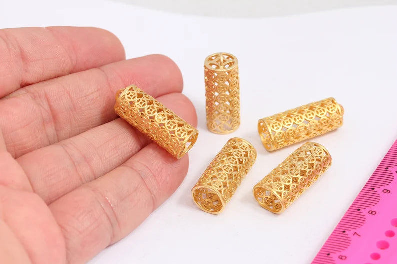 10x25mm 24k Matt Gold Tassel Cap, Bead Caps, Bead, Gold MTE73
