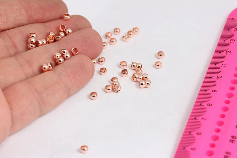 Perline a cricchetto in oro rosa da 4 mm, perline a cricchetto, mini cricchetti, MTE201