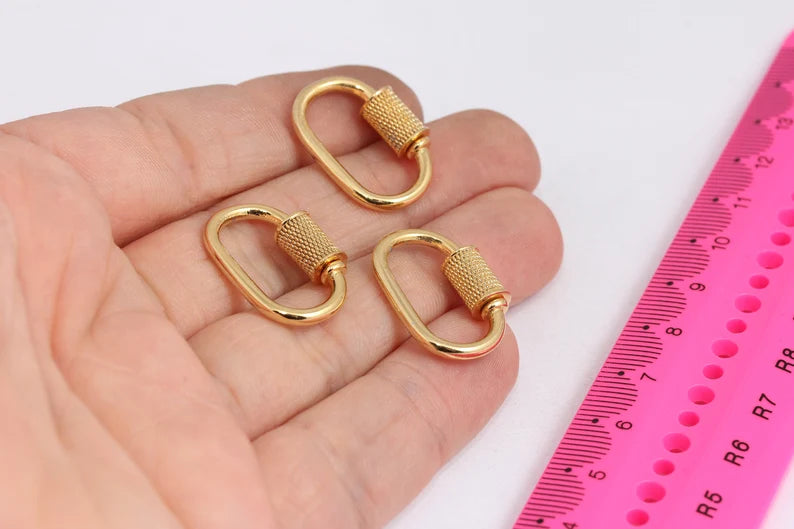 Shiny Gold Oval Screw Clasp