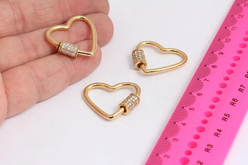 Shiny Gold Heart Screw Clasp