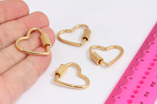 Shiny Gold Heart Screw Clasp