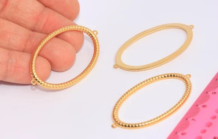 29x50mm 24k Shiny Gold Plated Frame Pendant,BRT732