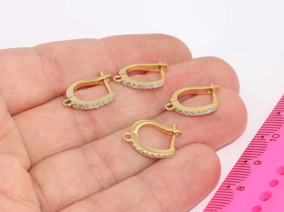 Huggie Hoop Earrings, Micro Pave Hoop Earrings