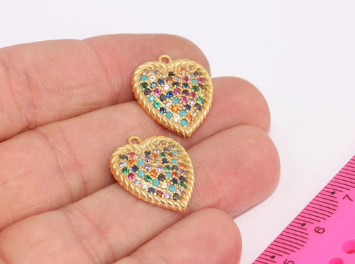 Shiny Gold Heart Charms