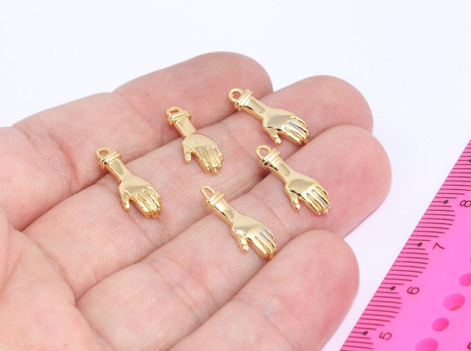 7x17 mm 24 Ayar Parlak Altın El Takıları, El Boncukları, Jest Kolye Uçları, Sol El Takıları, Altın Kaplama Bulgular, MLS484