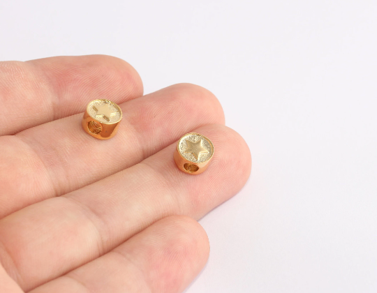 9mm 24k Shiny Gold Star Charms, Star Pendant, Dainty Star, SLM866